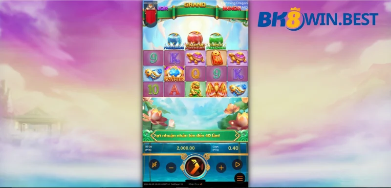 Tiến hành quay hũ Rồng Sét BK8